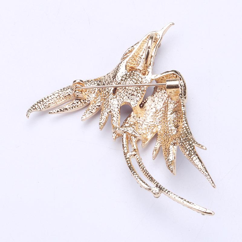 5 Colors Enamel Flying Beauty Phoenix Bird Brooches For Women Men Bird Party Office Brooch Pins Gifts