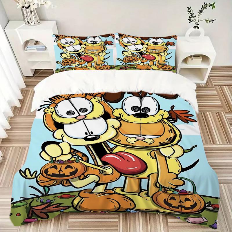 3pcs Garfield Duvet Cover Set, 1 Duvet Cover + 2 Pillowcases (No Insert), High-Definition Print, Home & Dorm Set yy251208020