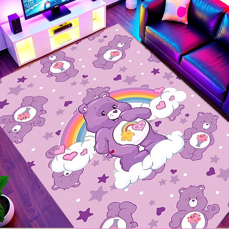 Care Bears Print Rug, Washable Floor Carpet, For Entryway Dorm Laundry Room Office Study, Home Decor Birthday Christmas Gift