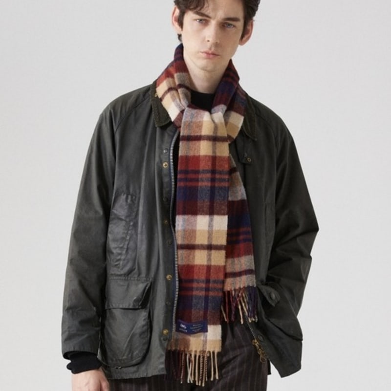 ABRAHAM MOON Шарф из мериносовой шерсти 25 см - Eldwick Navy Rust