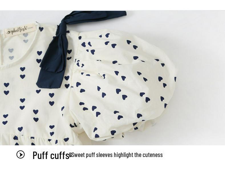 2025 Summer Korean Puff Sleeve Cotton Dress for Girls - Children's One-Piece Skirt