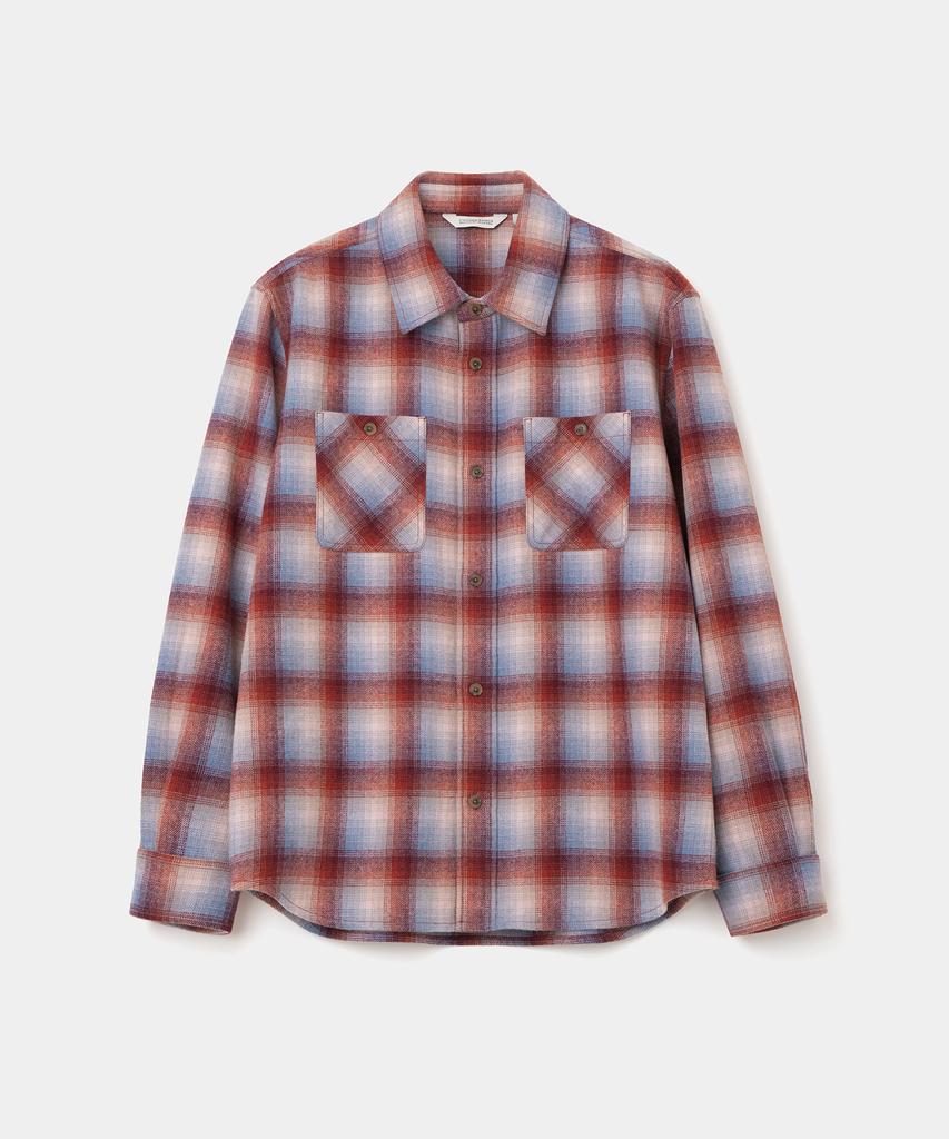 UNIFORM BRIDGE Two Pocket Check Shirt Red