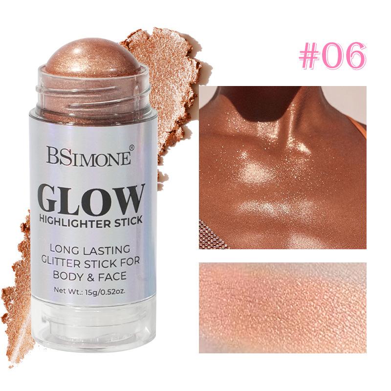 Body Shimmer Powder Highlighter Stick Facial Makeup Waterproof Sweat-Resistant Non-Fading Brightening Eyeshadow Highlighter