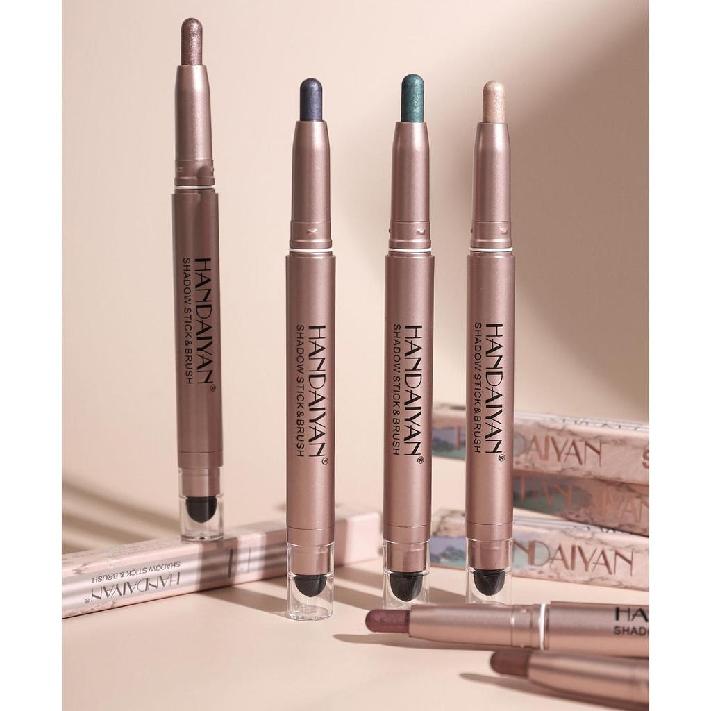 Двусторонняя палочка для теней для век с бриллиантовым мерцающим хайлайтером, ультрапигментированная стойкая кремовая кисть для теней для век