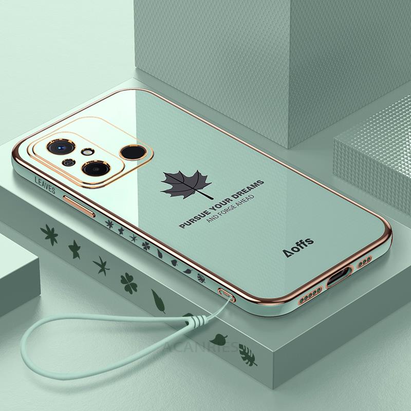 Redmi12c Роскошный ремешок с кленовым листом, чехол для Xiaomi Redmi 12c 10a 10c 9c Nfc 9a A1 Plus Redmia1, силиконовый чехол с покрытием Redmi9c