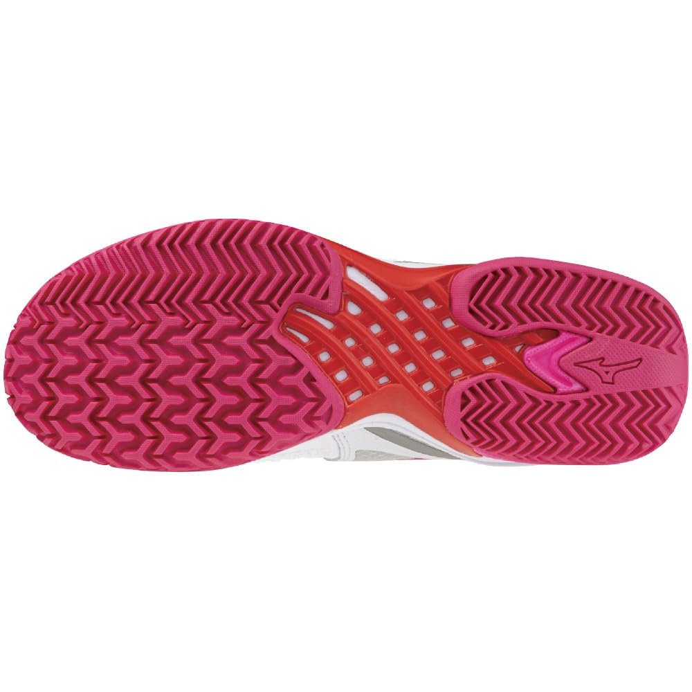 Кроссовки для тенниса Wave Exceed TOUR 6 OC Искусственная трава для корта Клубные мероприятия Легкие мягкие теннисные жесткие теннисные туфли Белые x Розовые x Красные см E [Mizuno]