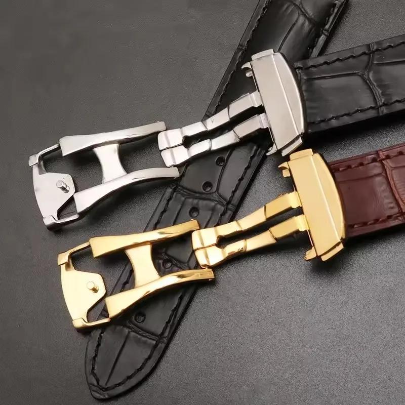 Genuine Leather Strap for Omega Seamaster Speedmaster Folding Buckle Bracelet Waterproof Calfskin Watch Band 19mm 20mm 21mm 22mm