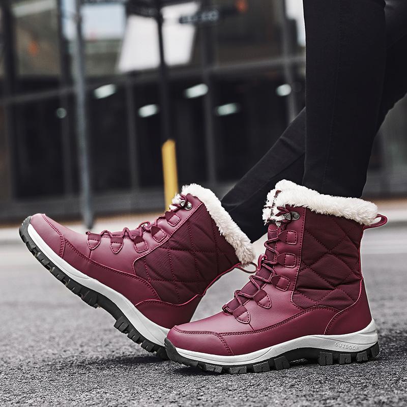 Fashion Winter Cotton Shoes Women Thick Soled Anti Slip Work Snow Boots Comfortable Outdoor Wear-resistant Plush Warm Ankle Boots 2024