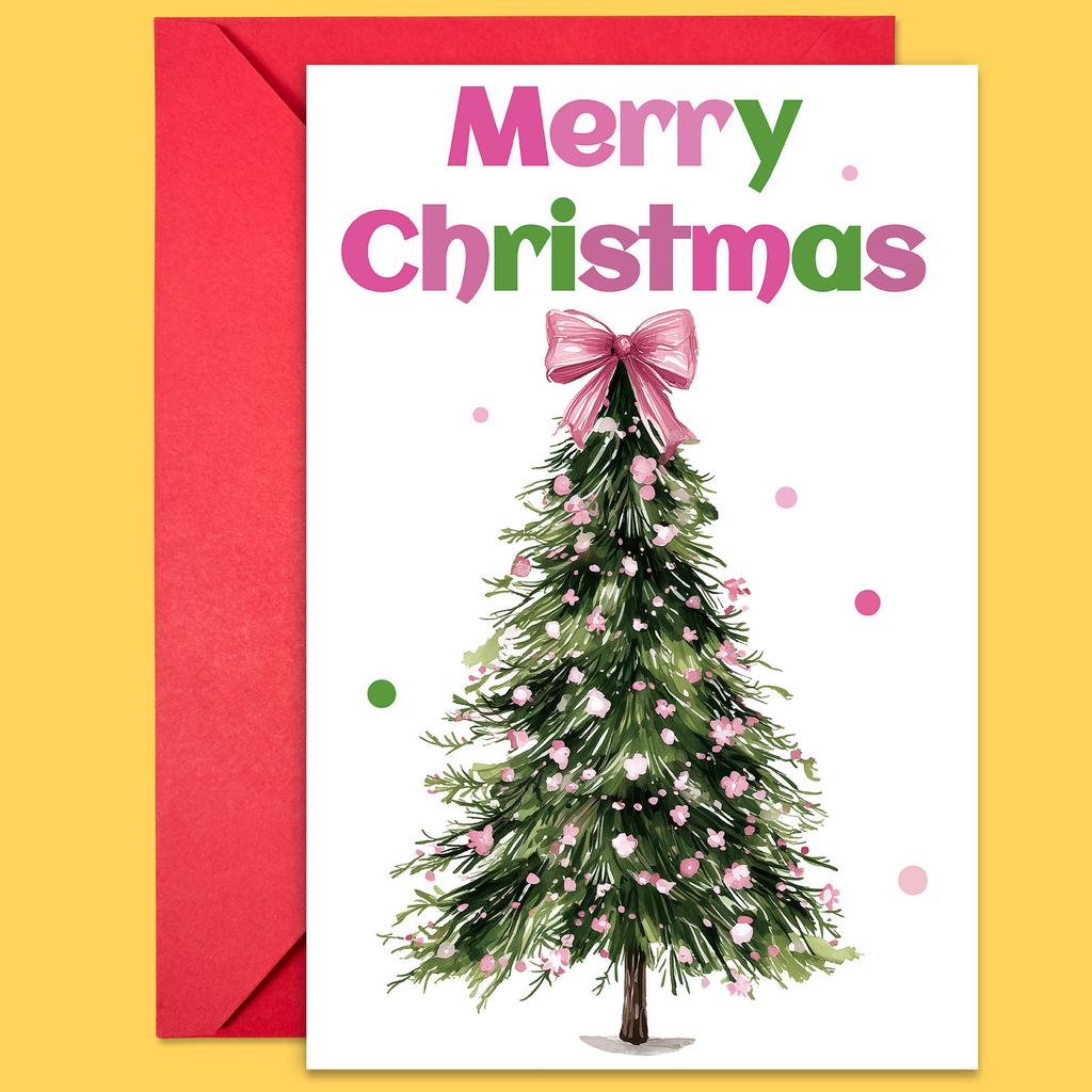10PCS Large Christmas Greeting Cards with Envelopes, Watercolor Xmas Tree Cards for Holiday & New Year Gifts