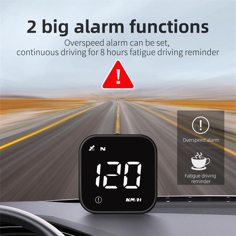 GPS Speedometer - Car Head Up Display HUD Digital MPH Overspeed Alarm Multifunctional Speedometer Compass HD LED Display