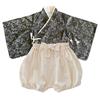 SLINX Детский комбинезон-кимоно с хакама для девочек и мальчиков, идеально подходит для посещения храма, празднования 100 дней и первых праздников, HF021 (70, Хаки)