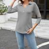 Women's Fashion Casual Lapel 3/4 Sleeve  Shirt Women's Button Up Tops