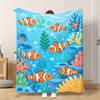 Fflannel Blanket 1pc Clownfish Swimming Underwater Soft Comfortable and Warm This Nap Blanket/sofa Blanket Is Suitable for All Sea