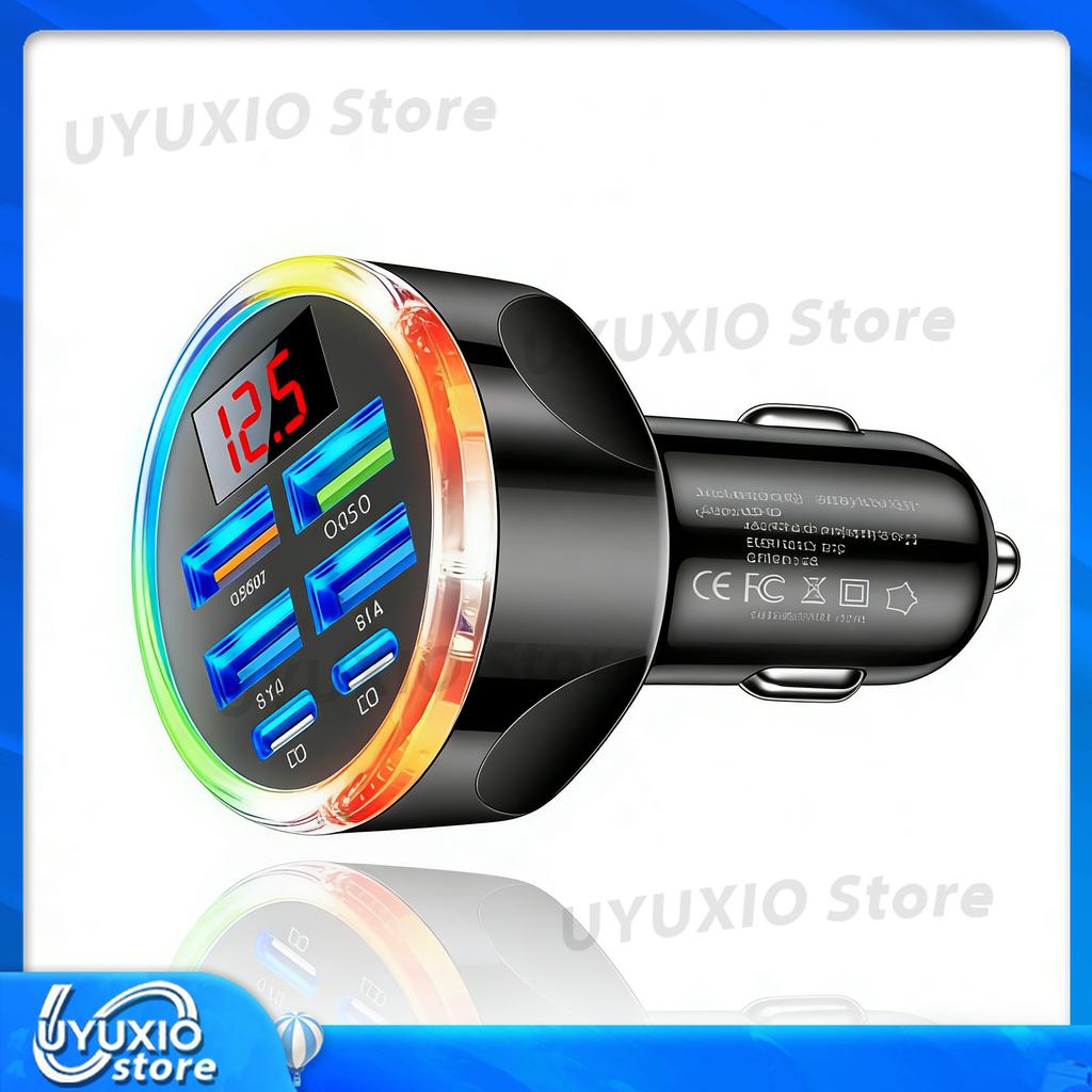 UYUXIO Multi Ports USB Car Charger Super Fast Charging Adapter in Car for iPhone iPad OPPO Samsung Huawei Oneplus Android