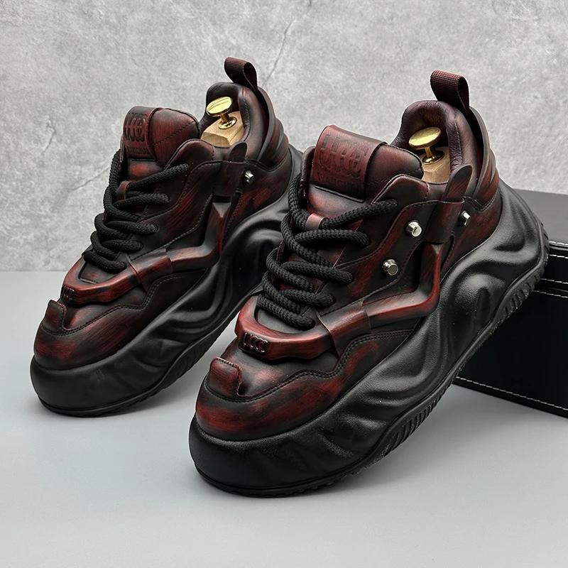 Модные мужские туфли из кожи для мужчин, мужские кроссовки, обувь для мужчин, роскошные дизайнерские мокасины на платформе для мужчин, кожаные мужские туфли