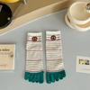 New Five-finger Ladies Breathable Sweat-absorbing Mid-tube Split-toed Socks Cute Cartoon Student Girl Socks