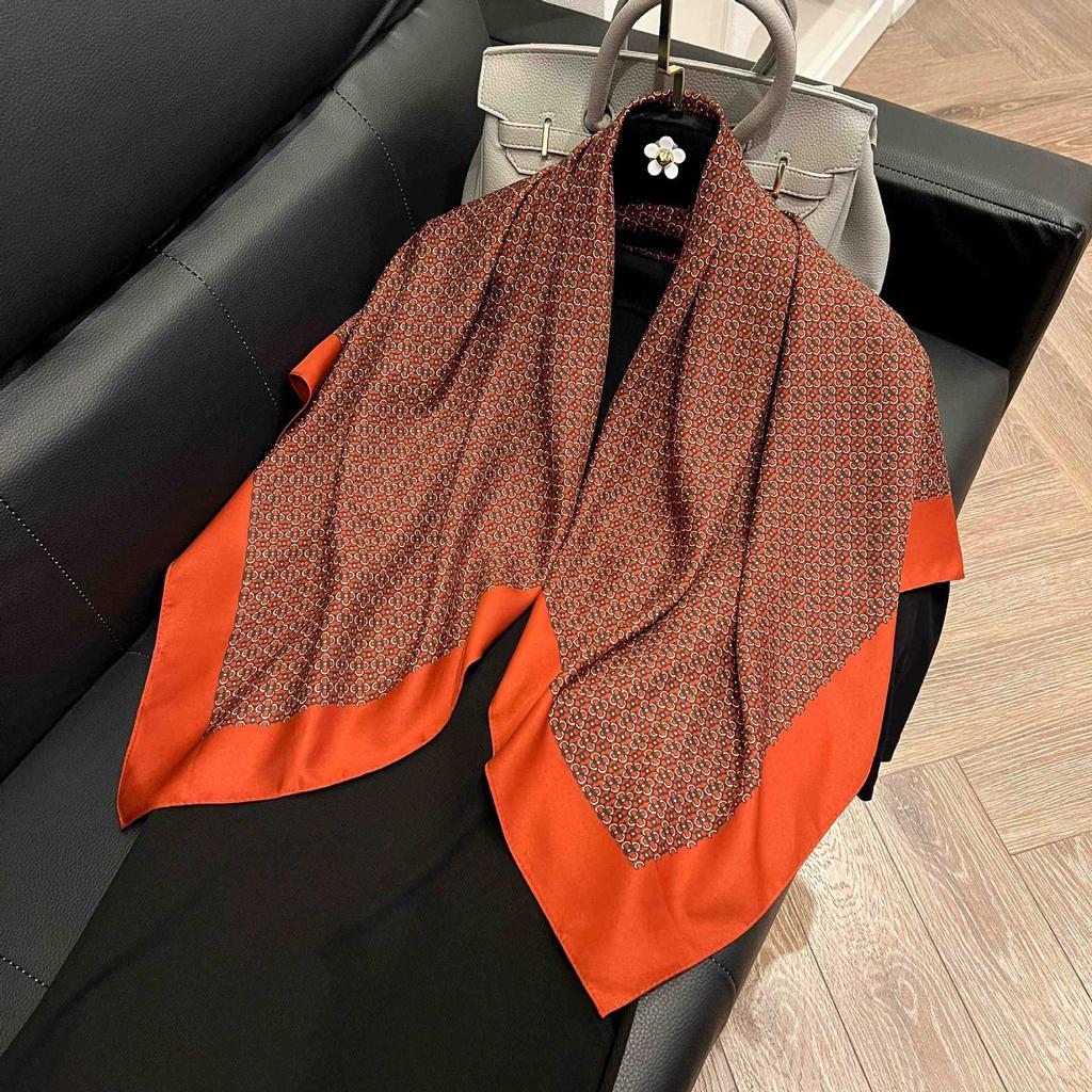 Retro 91 square scarf twill silk printing Korean version girls silk scarf summer and autumn imitation silk decorative gift scarf