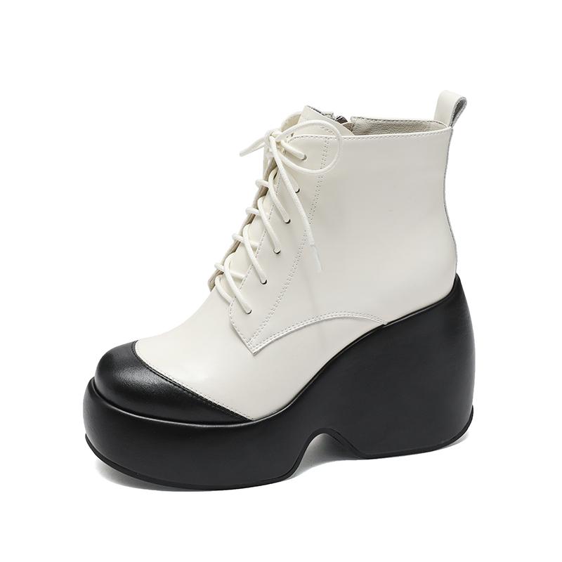 Мода 2025 НОВЫЕ Осенние Женские Ботинки Женская Обувь Круглый Носок Массивный Каблук Ботинки для Женщин Мотоциклетные Ботинки на Платформе высокий каблук
