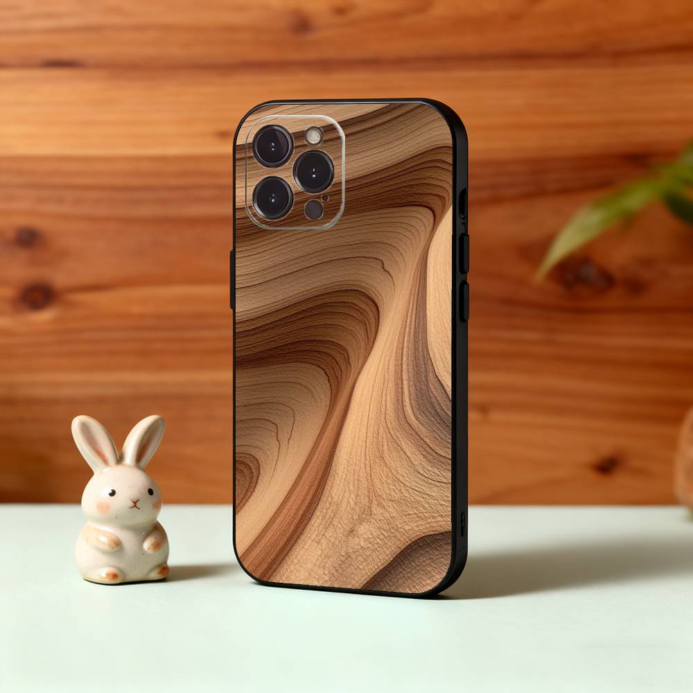 N-Натуральный W-Древесная текстура Арт Чехол для телефона Для iPhone17,16,15,14,13,12,Plus,Pro Max, 5G Другие Мягкая Черная Крышка