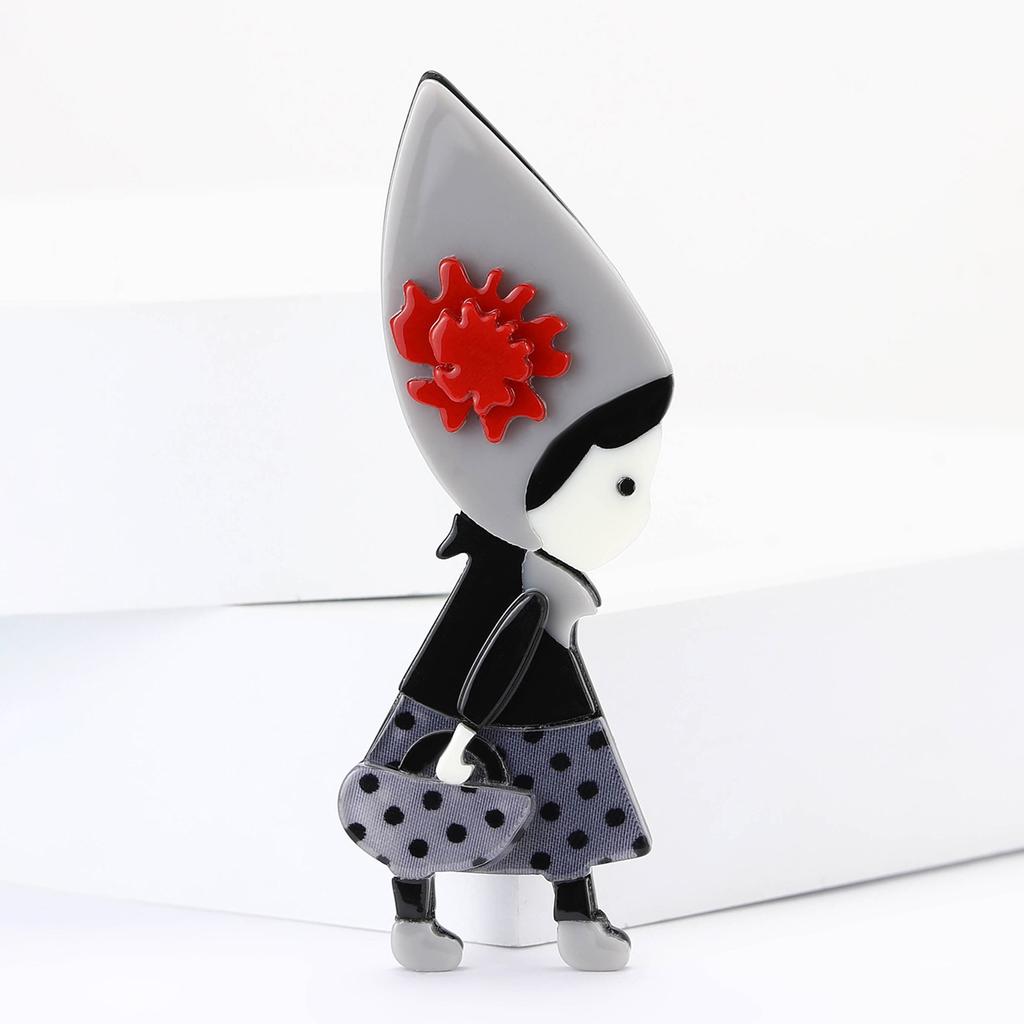 Новая мультяшная акриловая сумочка маленькая девочка брошь милая и универсальная женская нагрудная цветочная бижутерия