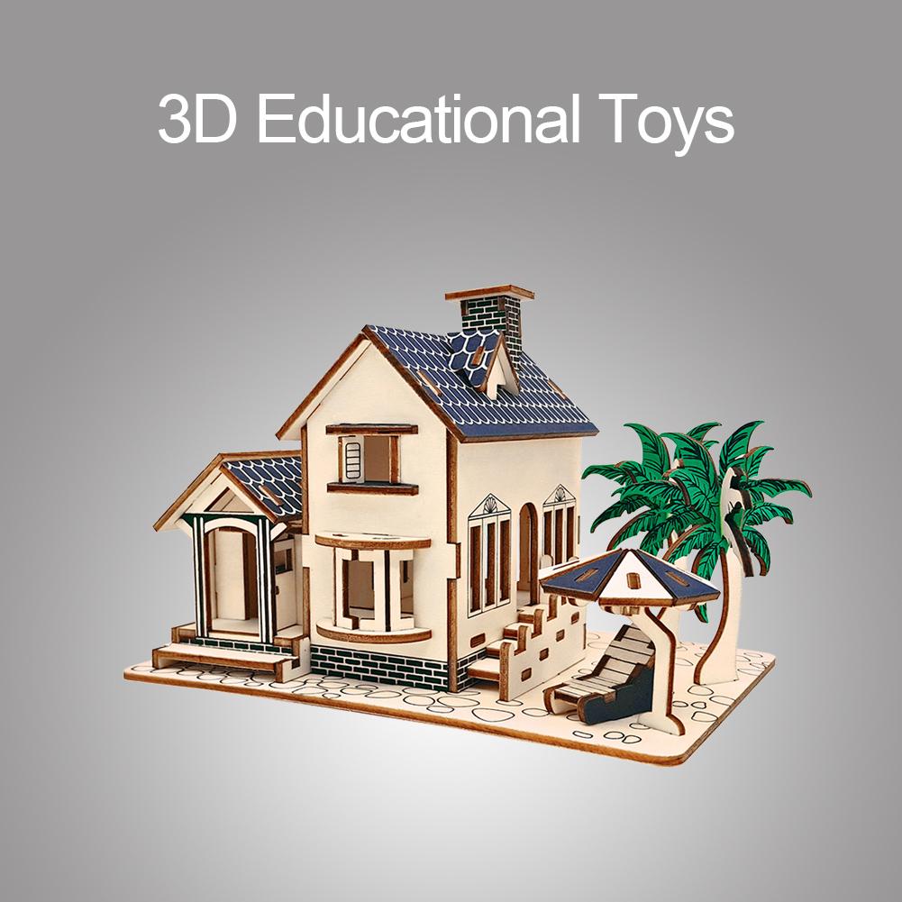 Деревянная 3D головоломка, вилла, модель дома, игрушка-головоломка для детей, детские развивающие игрушки