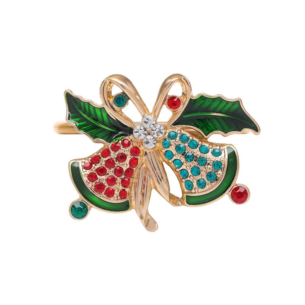 Rhinestone Napkin Holder Red Christmas Napkin Holder Metal Napkin Ring Electroplated For Hotel Table Setting Holiday Theme