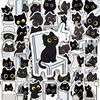 50 милых маленьких черных кошек мультяшные наклейки забавные повседневные сцены граффити наклейки для стакана для воды, ноутбука, личного дневника декоративные наклейки