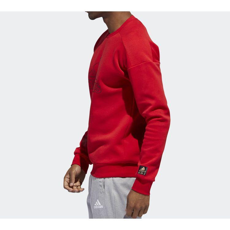 Adidas Logo Print Sports Pullover Hoodie Men Tops Light-Crimson FU6221