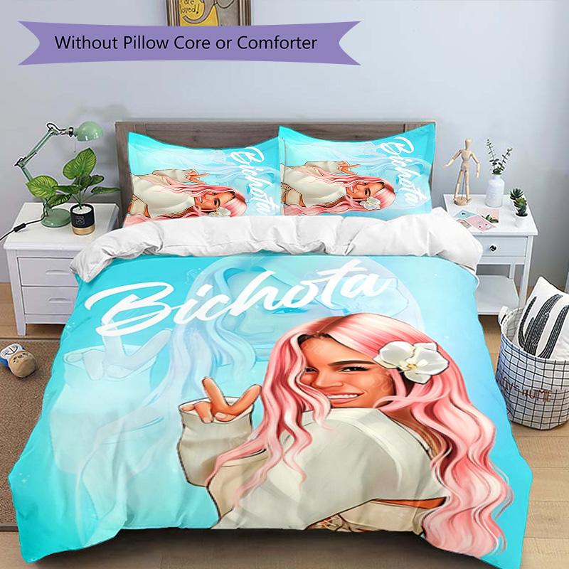 3pcs Karol G pattern bedding set duvet cover set includes duvet cover &pillowcases, perfect all season bedroom decoration & gift