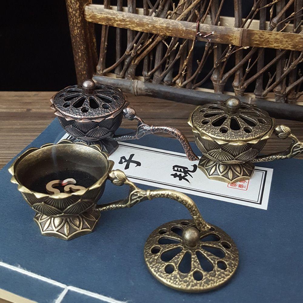 Retro Copper Incense Burner Zinc Zinc Alloy Metal Censer Room Decor Brass Incense Holder Sandalwood