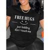 Европейский размер Женский большой размер Футболка с принтом FREE HUGS Повседневный топ с коротким рукавом и круглым вырезом Весенне-летняя одежда