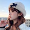 Solid Color Bow Bucket Cap Korean Style Women Bucket Hat Sweet Woolen Fishing Cap  Streetwear