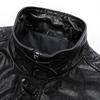 FAPAI Men's Genuine Leather Stand-Collar Zipper Jacket