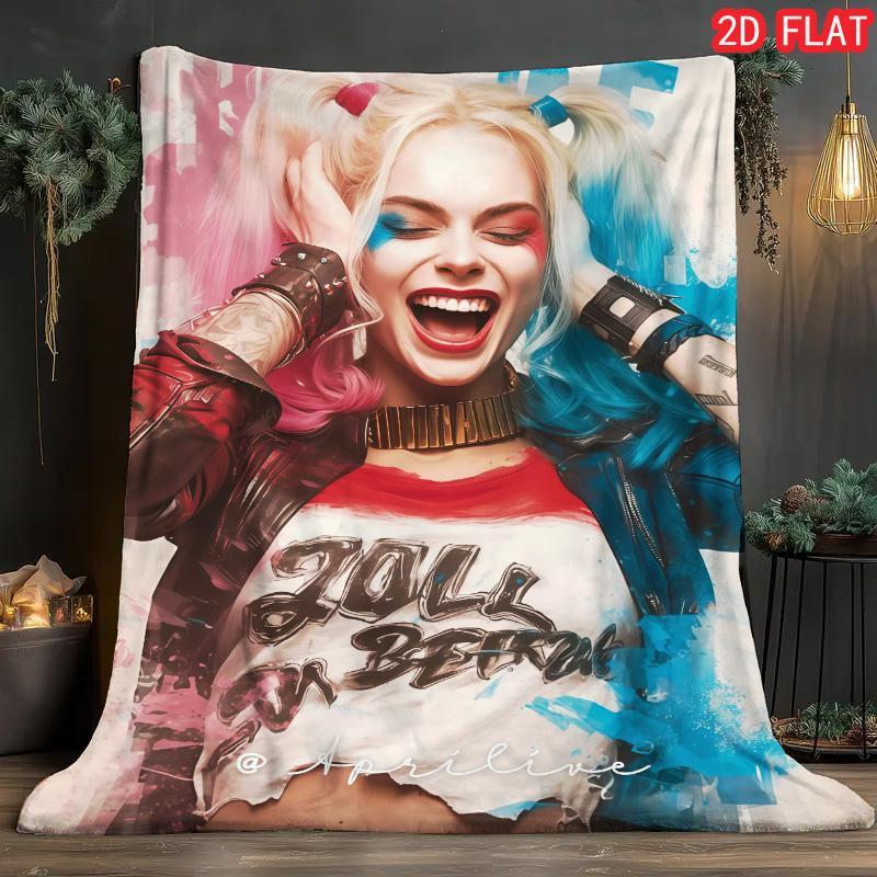 Joker Fashion Pattern Fleece Blanket Soft Lightweight Durable for Bedroom Living Room Sofa Trendy Decor