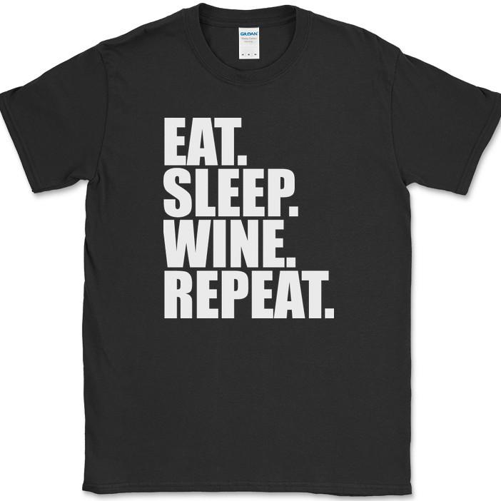 Футболка Eat Sleep Wine Repeat Смешная Питьевая Барная Вечеринка Подарок Юмористическая Футболка