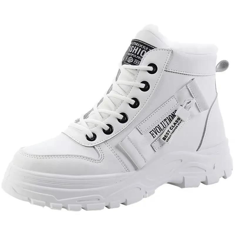 Женская зимняя обувь с высоким берцем, зимняя теплая женская обувь, студенческая спортивная обувь для отдыха, бархатная хлопковая обувь