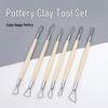 6-Piece Pottery & Sculpture Tool Set - Double-Headed Wooden Knives for Clay Trimming & Polymer Art.