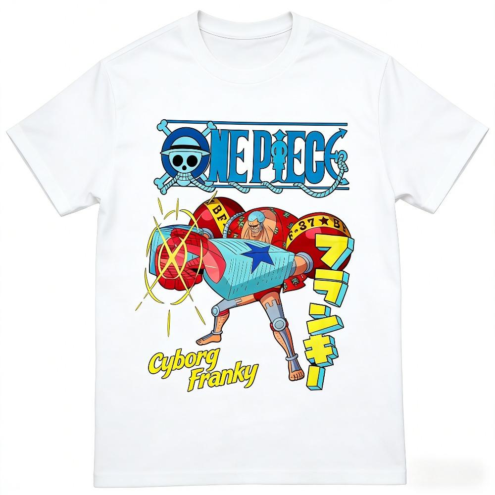 One Piece Franky Cyborg Unisex Tshirt 2026 Summer New Popular Anime Print American Casual Parentchild Short Sleeved Top