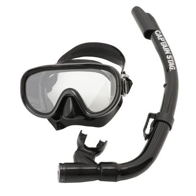Captain Stag UX-4502 Набор маски и трубки для снорклинга для взрослых, набор из 2 предметов, силикон, черный