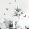 PVC Removable Poster Watercolor Blue Flowers and Butterfly Wall Stickers for Living Room Bedroom Wall Decals Wardrobe Stickers