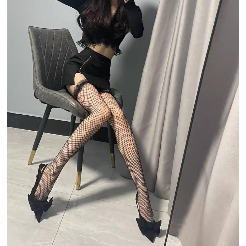 Lace Stockings, Stockings, Black Silk Sexy Suspenders, Women's Net Socks, Summer Thin White High Stockings, Knee Socks, Pantyhose.