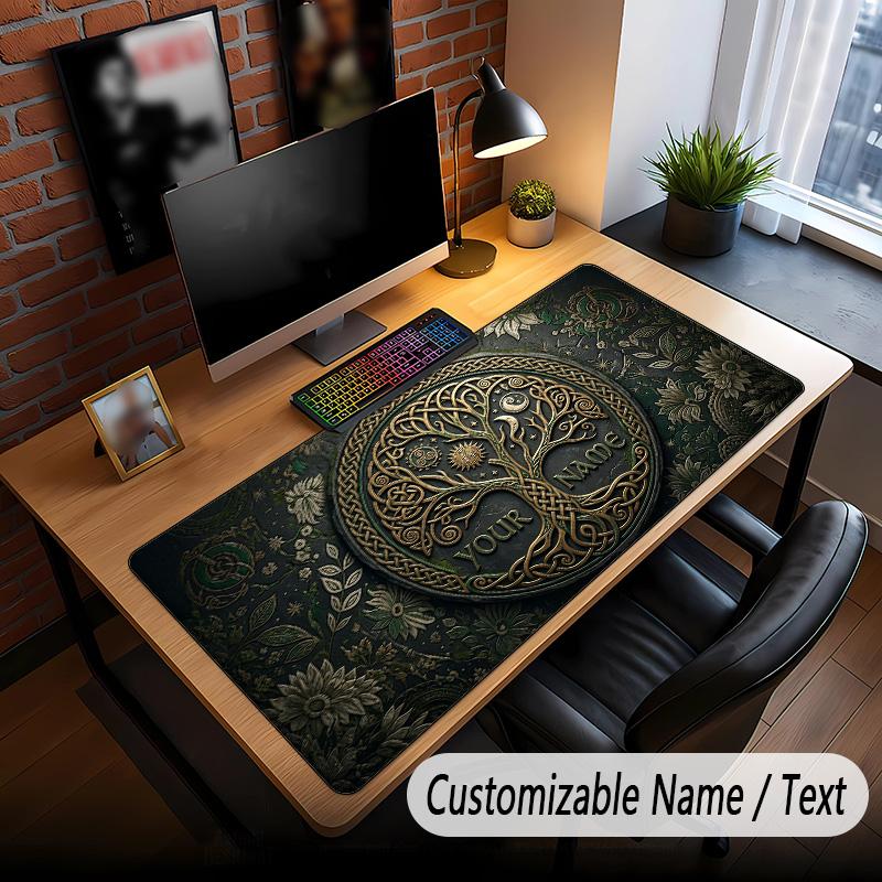 Tree of Life Theme Custom Mouse Pad Personalized With Name Text Customized Desk Mat For Office Home Decor