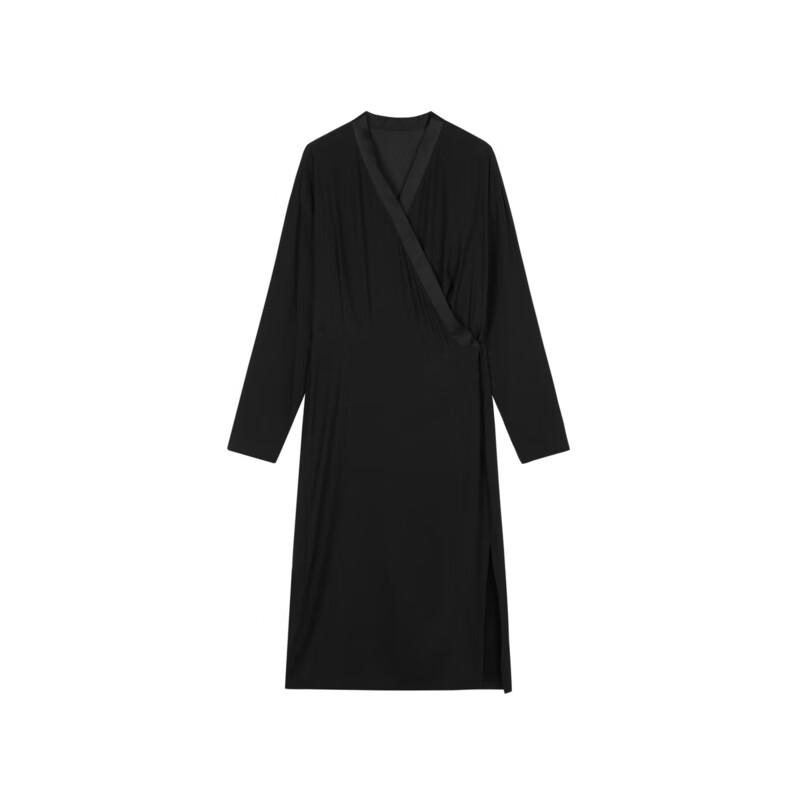 LESS 2024 Осень Платье из шелка тутового дерева с V-образным вырезом 2O8G14720