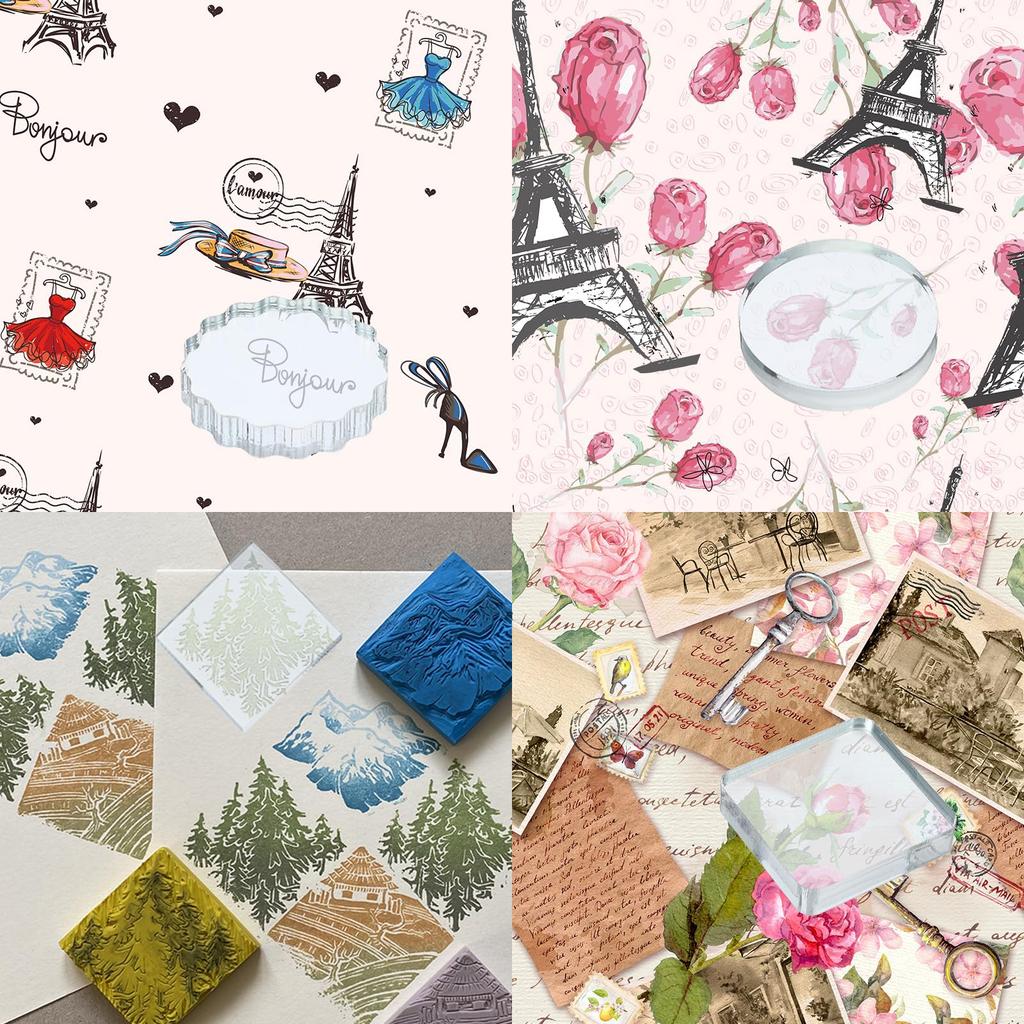 PATIKIL Acrylic Stamp Blocks with Grid Lines Clear Stamping Blocks Set of Perfect Rectangle Decorative Mounting Blocks for Scrapbooking DIY Crafts