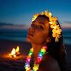 Silk Petal LED Hawaii Leis Beach Accessories Glow Necklace Light Up Lei  Event Decoration