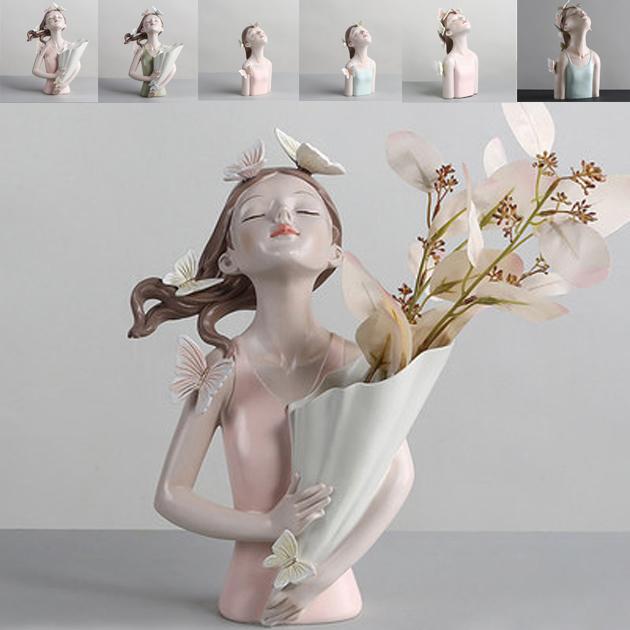 Girl Resin Sculpture Character Model Vase Modern Home Decor Living Room Bedroom Countertop Vase Gift Nordic Decor Home