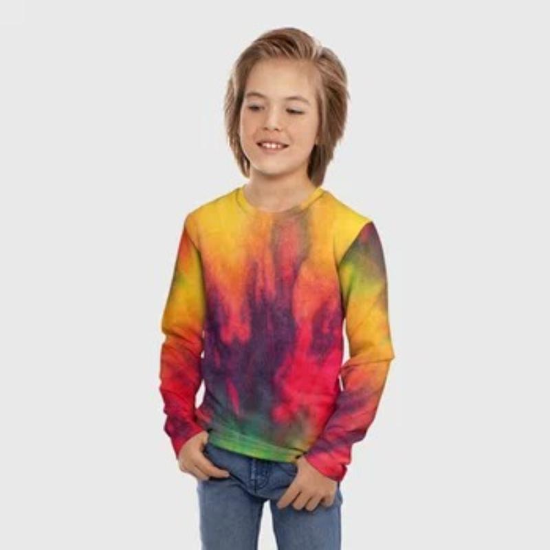 Детские футболки с принтом радужных граффити, милые топы с длинным рукавом для мальчиков, мягкие и удобные