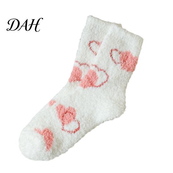 Soft Plush Thermal Footwear Coral Fleece Socks for Women, Crew with Non-Binding Anti Irritation Home Top, Fuzzy Sleep Cute Prints Autumn Winter