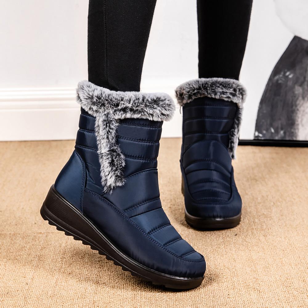 Непромокаемые женские зимние ботинки, коллекция 2024 года, женские зимние ботинки, теплые ботильоны из искусственного меха, женские утепленные плюшевые нескользящие хлопковые ботинки, женские
