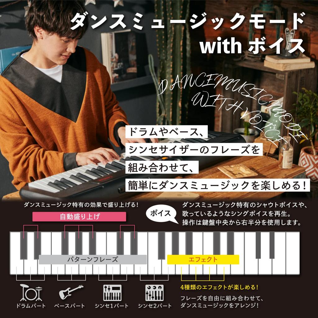 CASIO Электронная клавиатура Casiotone Casiotone 61 клавиша Легкая, компактная, удобная для переноски, 2-канальный источник питания [Эксклюзивно для Amazon] CT-S195 (черный) &